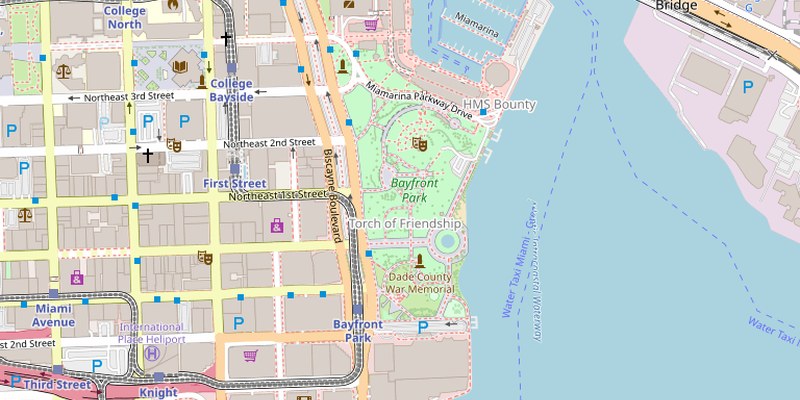 Bayside Marina Miami map
